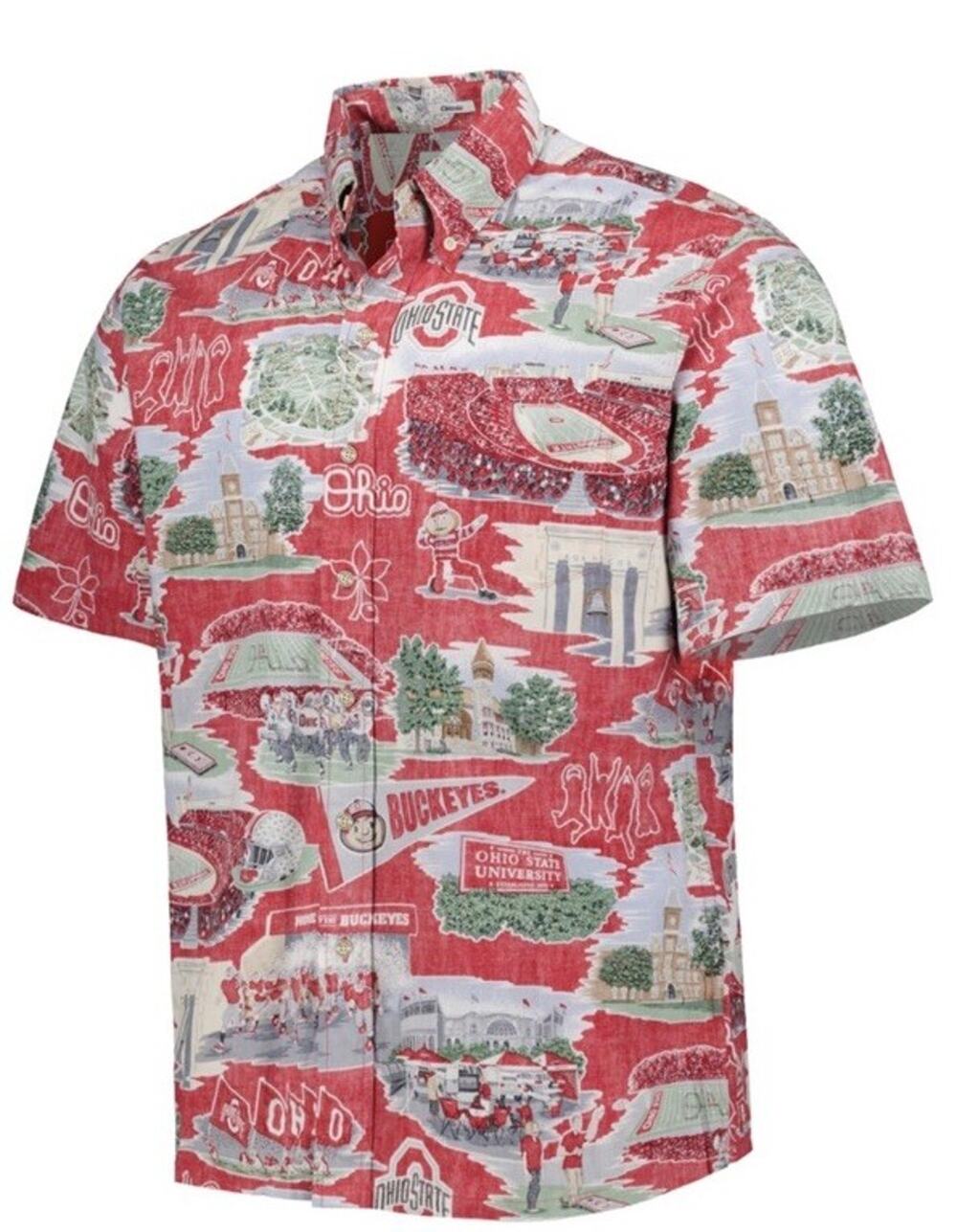 Men's Reyn Spooner Scarlet Ohio State Buckeyes Scenic Polo